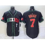 Men's Mexico Baseball #7 Julio Urias Number 2023 Black World Baseball Classic Stitched Jersey8