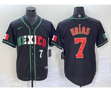 Men's Mexico Baseball #7 Julio Urias Number 2023 Black World Baseball Classic Stitched Jersey8