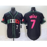 Men's Mexico Baseball #7 Julio Urias Number 2023 Black World Baseball Classic Stitched Jersey