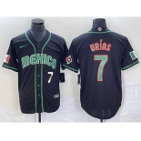 Men's Mexico Baseball #7 Julio Urias Number 2023 Black World Classic Stitched Jersey1