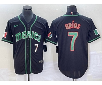 Men's Mexico Baseball #7 Julio Urias Number 2023 Black World Classic Stitched Jersey1