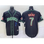 Men's Mexico Baseball #7 Julio Urias Number 2023 Black World Classic Stitched Jersey2