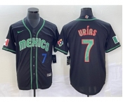 Men's Mexico Baseball #7 Julio Urias Number 2023 Black World Classic Stitched Jersey2