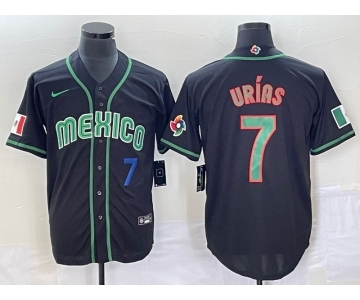 Men's Mexico Baseball #7 Julio Urias Number 2023 Black World Classic Stitched Jersey2