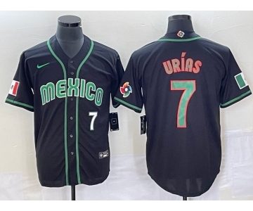 Men's Mexico Baseball #7 Julio Urias Number 2023 Black World Classic Stitched Jersey3