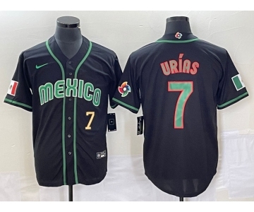 Men's Mexico Baseball #7 Julio Urias Number 2023 Black World Classic Stitched Jersey4