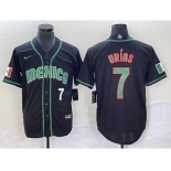 Men's Mexico Baseball #7 Julio Urias Number 2023 Black World Classic Stitched Jersey