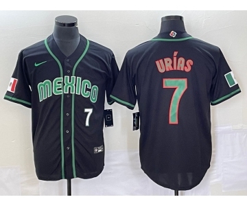 Men's Mexico Baseball #7 Julio Urias Number 2023 Black World Classic Stitched Jersey