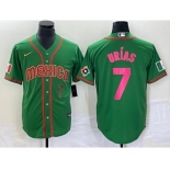 Men's Mexico Baseball #7 Julio Urias Number 2023 Green World Classic Stitched Jersey10