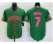 Men's Mexico Baseball #7 Julio Urias Number 2023 Green World Classic Stitched Jersey10