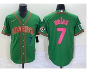 Men's Mexico Baseball #7 Julio Urias Number 2023 Green World Classic Stitched Jersey11