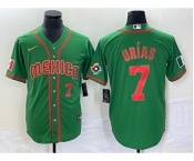 Men's Mexico Baseball #7 Julio Urias Number 2023 Green World Classic Stitched Jersey12