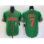 Men's Mexico Baseball #7 Julio Urias Number 2023 Green World Classic Stitched Jersey13