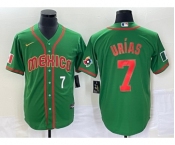 Men's Mexico Baseball #7 Julio Urias Number 2023 Green World Classic Stitched Jersey13