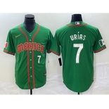 Men's Mexico Baseball #7 Julio Urias Number 2023 Green World Classic Stitched Jersey1