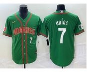 Men's Mexico Baseball #7 Julio Urias Number 2023 Green World Classic Stitched Jersey1