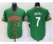 Men's Mexico Baseball #7 Julio Urias Number 2023 Green World Classic Stitched Jersey2