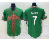 Men's Mexico Baseball #7 Julio Urias Number 2023 Green World Classic Stitched Jersey3