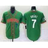 Men's Mexico Baseball #7 Julio Urias Number 2023 Green World Classic Stitched Jersey4