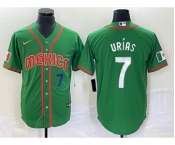 Men's Mexico Baseball #7 Julio Urias Number 2023 Green World Classic Stitched Jersey4