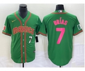 Men's Mexico Baseball #7 Julio Urias Number 2023 Green World Classic Stitched Jersey7