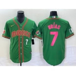 Men's Mexico Baseball #7 Julio Urias Number 2023 Green World Classic Stitched Jersey8