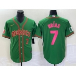 Men's Mexico Baseball #7 Julio Urias Number 2023 Green World Classic Stitched Jersey9