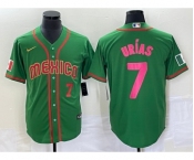 Men's Mexico Baseball #7 Julio Urias Number 2023 Green World Classic Stitched Jersey9