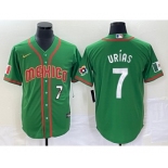 Men's Mexico Baseball #7 Julio Urias Number 2023 Green World Classic Stitched Jersey