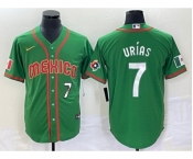 Men's Mexico Baseball #7 Julio Urias Number 2023 Green World Classic Stitched Jersey