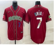 Men's Mexico Baseball #7 Julio Urias Number 2023 Red Blue World Baseball Classic Stitched Jersey1