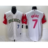 Men's Mexico Baseball #7 Julio Urias Number 2023 White Red World Classic Stitched Jersey 28