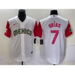 Men's Mexico Baseball #7 Julio Urias Number 2023 White Red World Classic Stitched Jersey 30