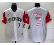 Men's Mexico Baseball #7 Julio Urias Number 2023 White Red World Classic Stitched Jersey 44