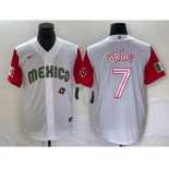 Men's Mexico Baseball #7 Julio Urias Number 2023 White Red World Classic Stitched Jersey 47