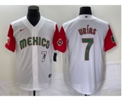 Men's Mexico Baseball #7 Julio Urias Number 2023 White Red World Classic Stitched Jersey 48