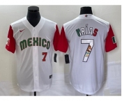 Men's Mexico Baseball #7 Julio Urias Number 2023 White Red World Classic Stitched Jersey10