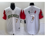 Men's Mexico Baseball #7 Julio Urias Number 2023 White Red World Classic Stitched Jersey11