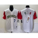 Men's Mexico Baseball #7 Julio Urias Number 2023 White Red World Classic Stitched Jersey12