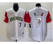 Men's Mexico Baseball #7 Julio Urias Number 2023 White Red World Classic Stitched Jersey12