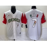 Men's Mexico Baseball #7 Julio Urias Number 2023 White Red World Classic Stitched Jersey13