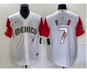 Men's Mexico Baseball #7 Julio Urias Number 2023 White Red World Classic Stitched Jersey13