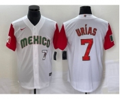 Men's Mexico Baseball #7 Julio Urias Number 2023 White Red World Classic Stitched Jersey16