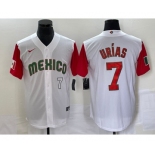 Men's Mexico Baseball #7 Julio Urias Number 2023 White Red World Classic Stitched Jersey20