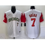 Men's Mexico Baseball #7 Julio Urias Number 2023 White Red World Classic Stitched Jersey21