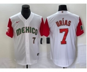 Men's Mexico Baseball #7 Julio Urias Number 2023 White Red World Classic Stitched Jersey21