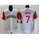 Men's Mexico Baseball #7 Julio Urias Number 2023 White Red World Classic Stitched Jersey25