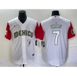 Men's Mexico Baseball #7 Julio Urias Number 2023 White Red World Classic Stitched Jersey32