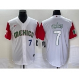 Men's Mexico Baseball #7 Julio Urias Number 2023 White Red World Classic Stitched Jersey33