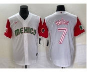 Men's Mexico Baseball #7 Julio Urias Number 2023 White Red World Classic Stitched Jersey46